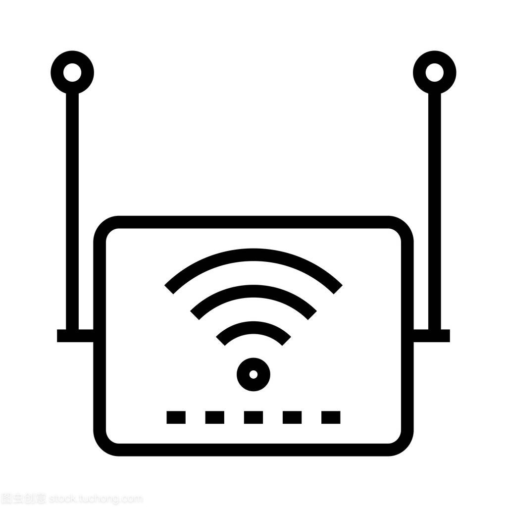 WIFI設備細線矢量圖標 網絡設備的視覺語言
